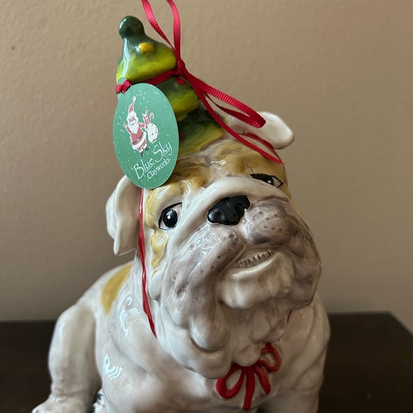 Blue Sky Clayworks Penny Holiday Bull Dog Figurine Christmas Tree Hat NWT - Picture 5 of 5